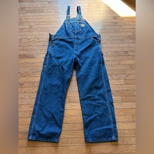 Men's Carhartt Washed Denim Bib Overalls - Darkstone 40x32